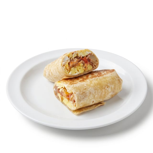 Egg, Beans, Cheese, and Potato Breakfast Burrito.